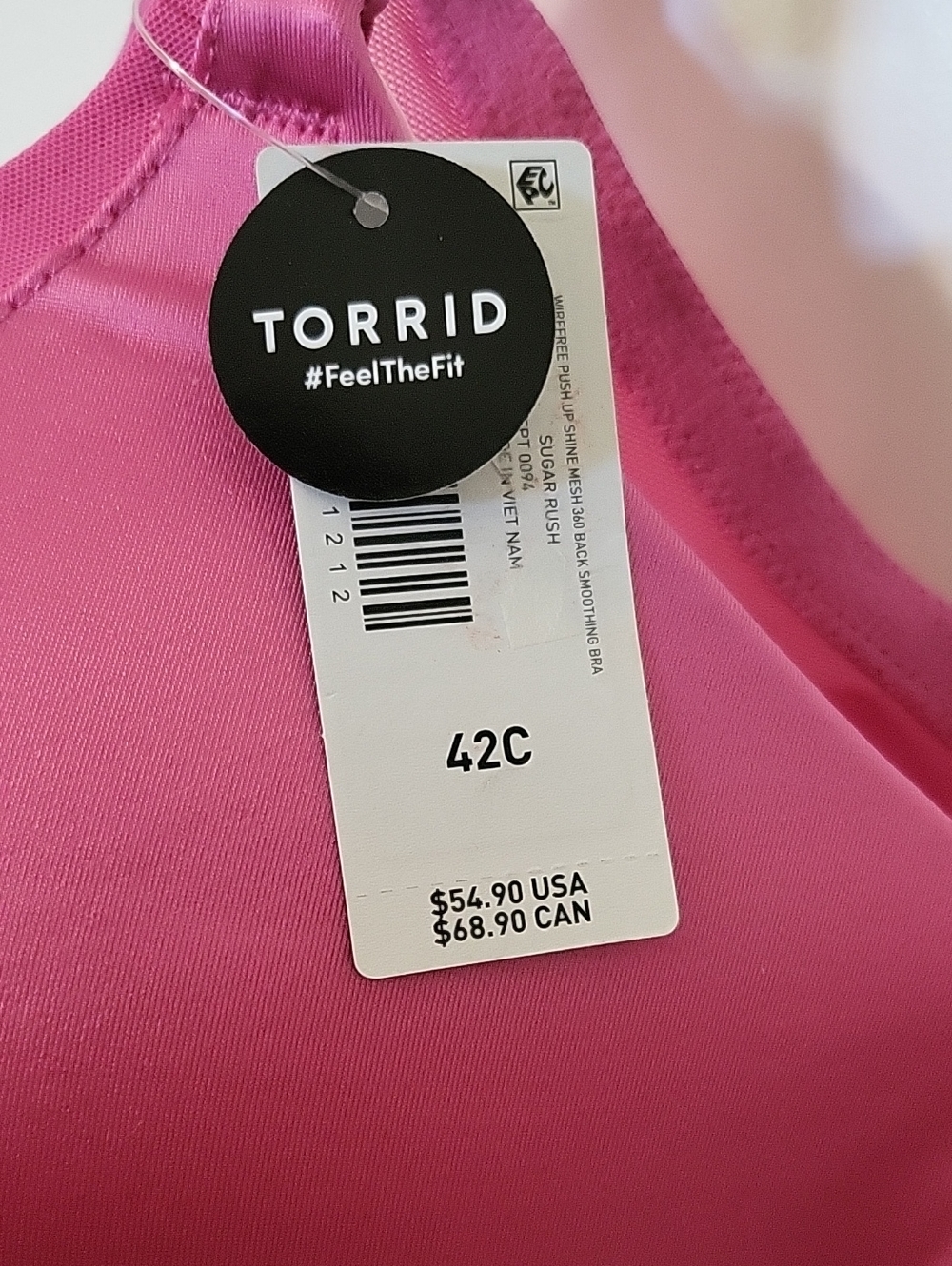 Torrid Magenta/Hot Pink Wireless Push-Up Bra with 360 Back Smoothing 42C NWT - Picture 4 of 15
